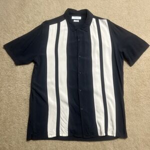 Urban Outfitters Men's Retro Striped‎ 100 % Rayon Short Sleeve Shirt Size L